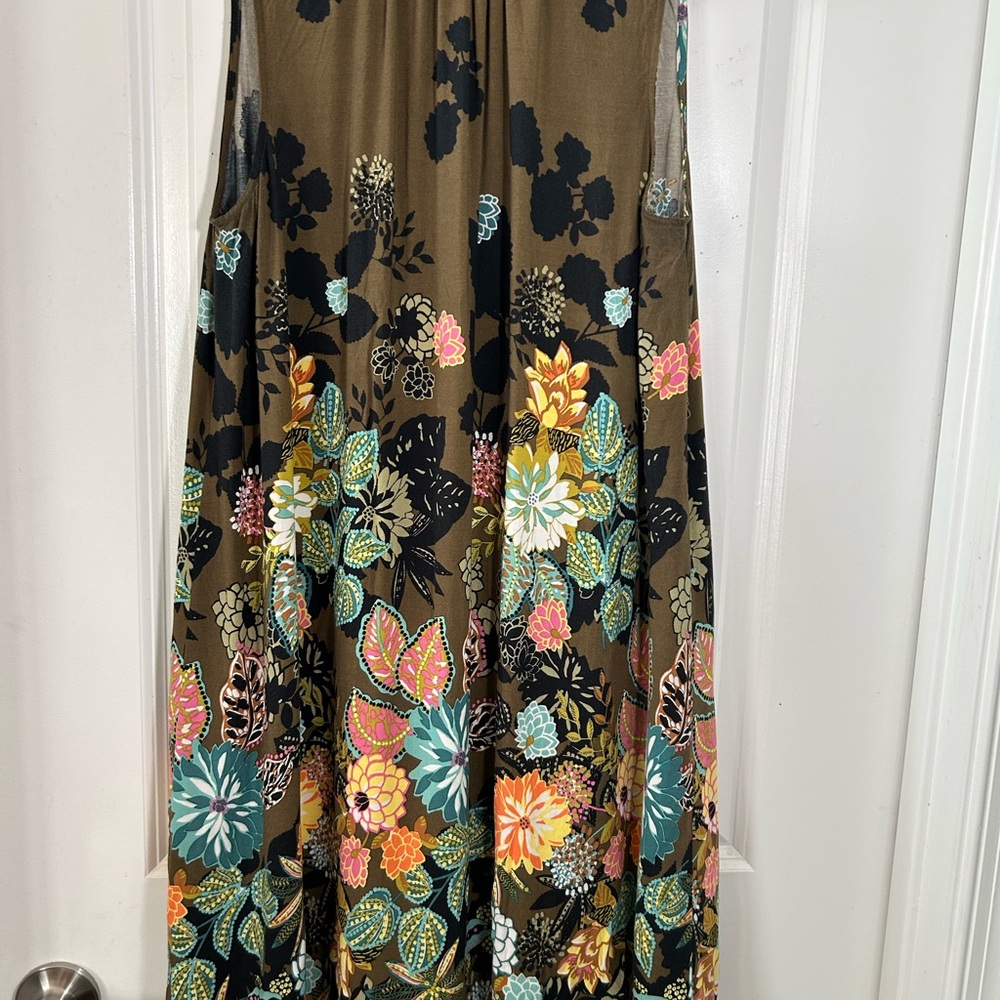 LOFT Olive and Multicolor Floral Dress - Picture 3 of 8